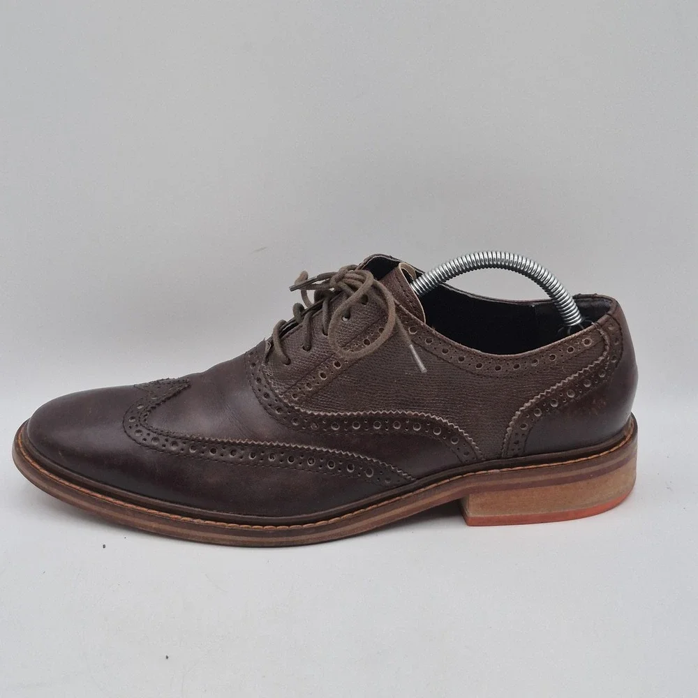 Cole Haan Wingtip Oxford Shoes Mens Size 10.5 Brown Leather Brogue Casual‎ Dress